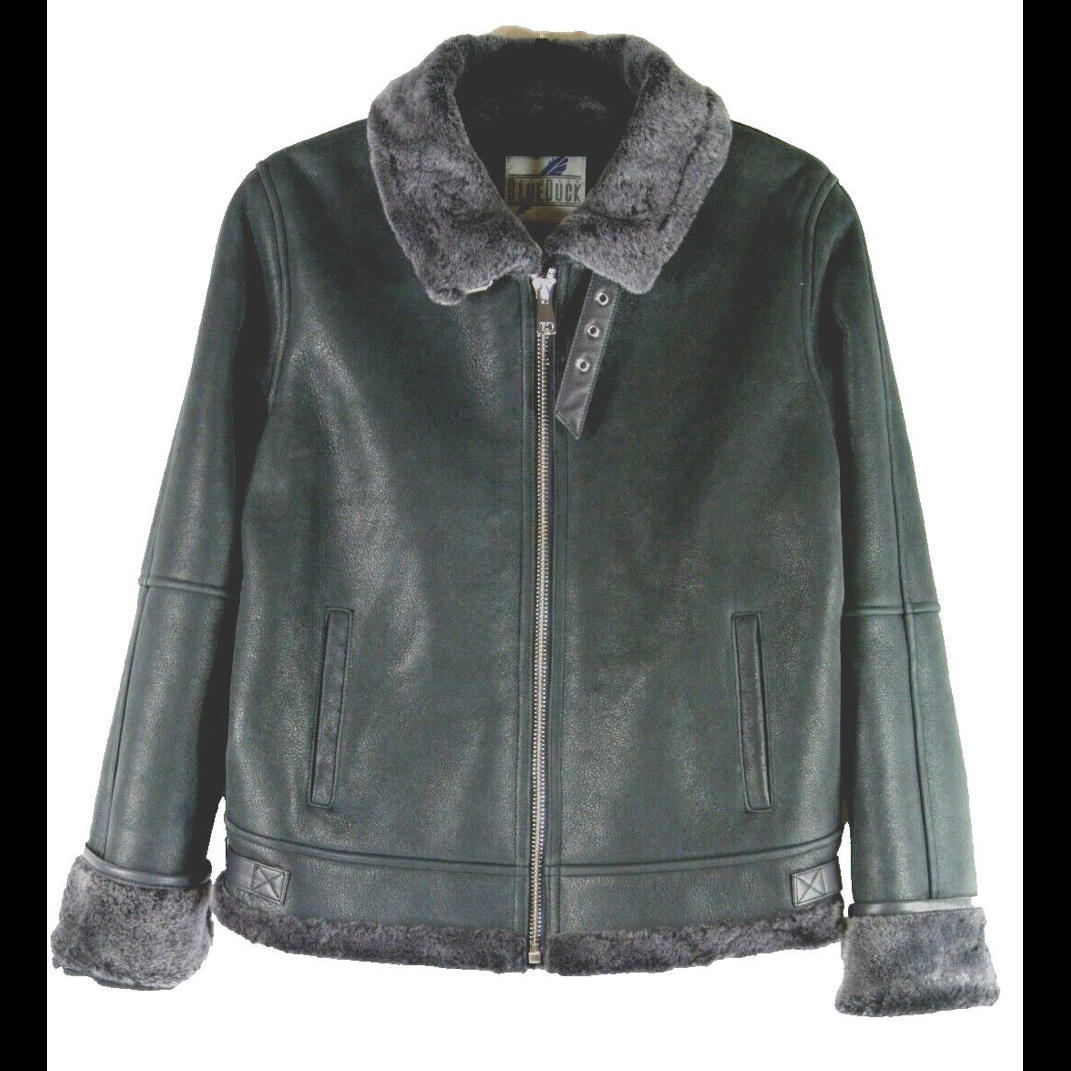 New Blueduck Genuine Shearling Flight Jacket In Fadded Black Sz S #Sj925